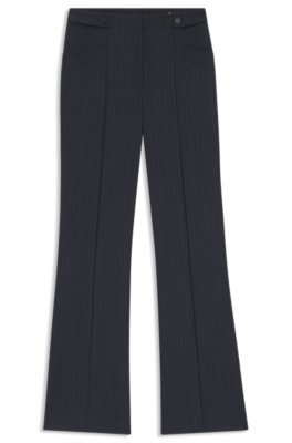 Regular-fit bootcut trousers in patterned virgin wool