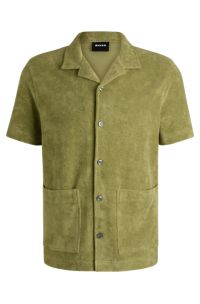 Regular-fit shirt in cotton towelling, Green