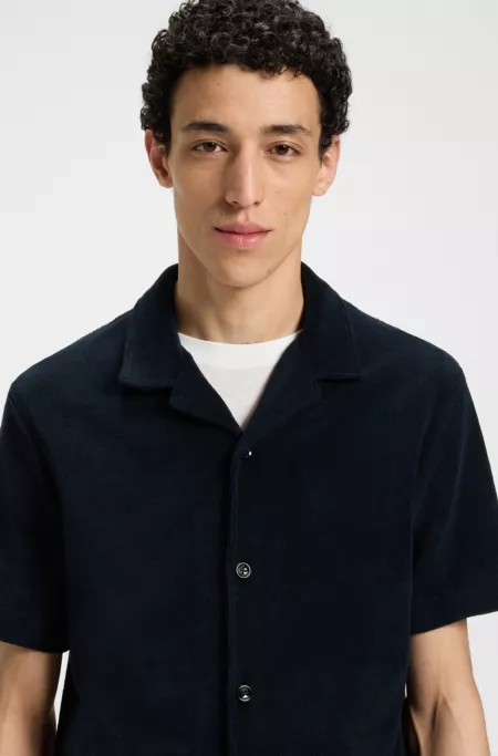 Regular-fit shirt in cotton towelling