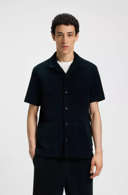 Regular-fit shirt in cotton towelling