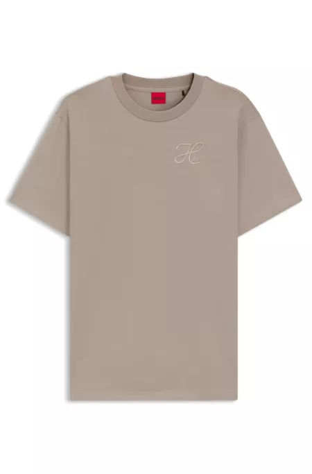 Relaxed-fit T-shirt in cotton jersey with embroidered monogram