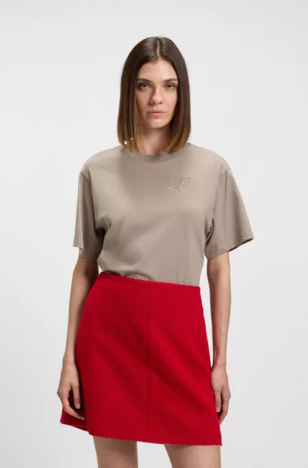 Relaxed-fit T-shirt in cotton jersey with embroidered monogram