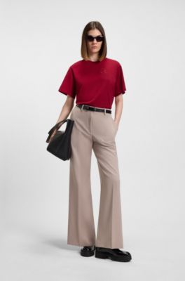 Relaxed-fit T-shirt in cotton jersey with embroidered monogram, Red