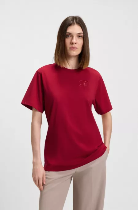 Relaxed-fit T-shirt in cotton jersey with embroidered monogram