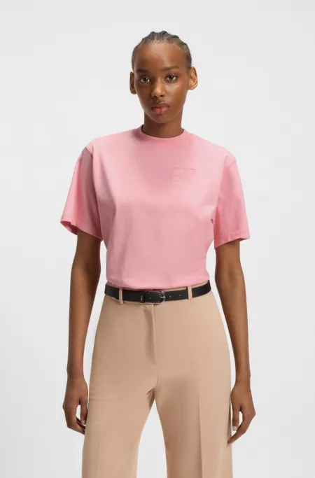 Relaxed-fit T-shirt in cotton jersey with embroidered monogram
