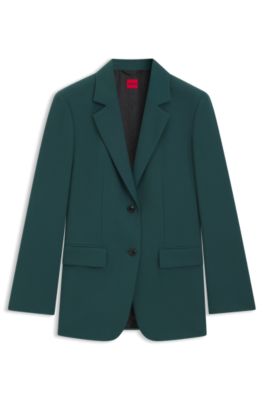 Regular-fit blazer with long length, Dark Green