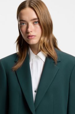 Regular-fit blazer with long length, Dark Green