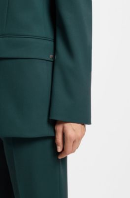 Regular-fit blazer with long length, Dark Green