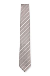 Tie with diagonal stripe in silk blend, Light Beige