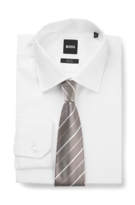 Slips i sidenblandning med diagonala r&auml;nder, Beige r&auml;nder