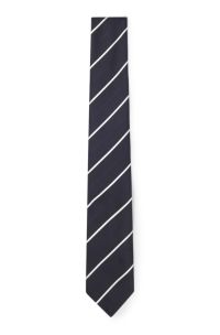 Tie with diagonal stripe in silk blend, Dark Blue