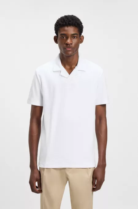 Johnny-collar polo shirt in cotton towelling