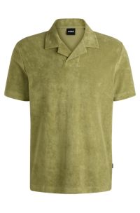 Johnny-collar polo shirt in cotton towelling, Green