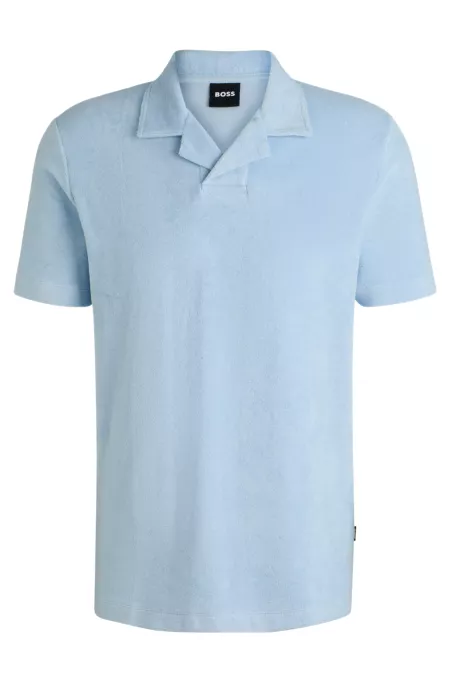Johnny-collar polo shirt in cotton towelling