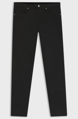 Porsche x BOSS-jeans med tapered fit i sort denim med str&aelig;k, Sort