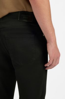 Porsche x BOSS tapered-fit jeans in black stretch denim, Black