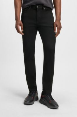 Porsche x BOSS tapered-fit jeans in black stretch denim, Black