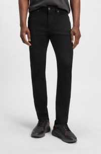 Porsche x BOSS tapered-fit jeans in black stretch denim, Black