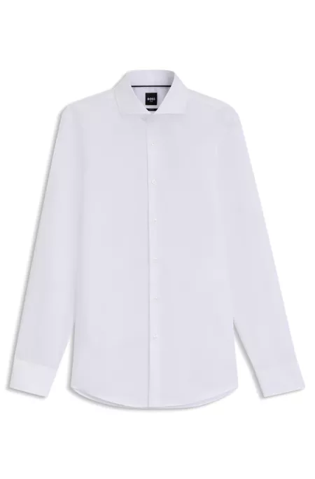 Slim-fit shirt in wrinkle-resistant cotton twill