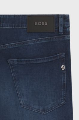 Maine regular-fit jeans in blue soft-touch denim, Dark Blue