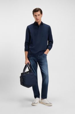 Maine regular-fit jeans in blue soft-touch denim, Dark Blue