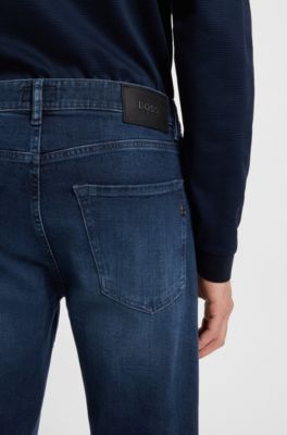 Maine regular-fit jeans in blue soft-touch denim, Dark Blue