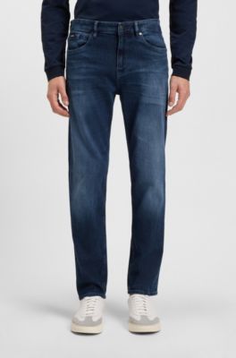 Maine regular-fit jeans in blue soft-touch denim, Dark Blue