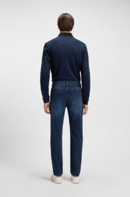 Maine regular-fit jeans in blue soft-touch denim, Dark Blue