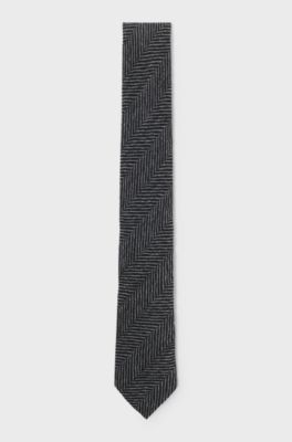 Jacquard-structure tie in wool, Grey Patterned