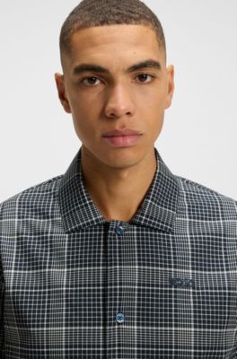 Gift-boxed checked pyjamas with embroidered logos, Dark Blue