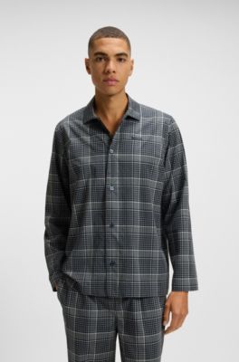 Gift-boxed checked pyjamas with embroidered logos, Dark Blue