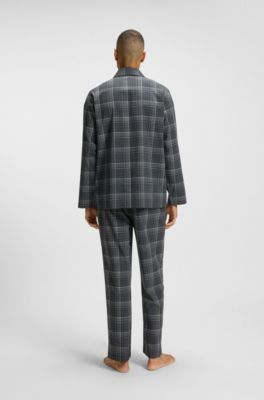 Gift-boxed checked pyjamas with embroidered logos, Dark Blue