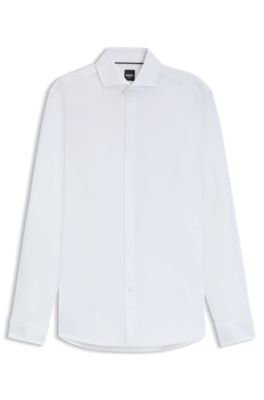 Slim-fit shirt in wrinkle-resistant Oxford cotton, White