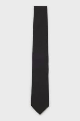 Cravate structur&eacute;e en coton et soie, Noir