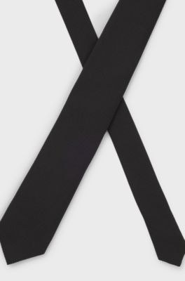 Cravate structur&eacute;e en coton et soie, Noir