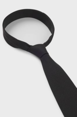 Structured tie in cotton and silk, Black