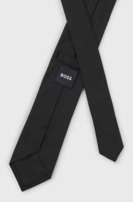Structured tie in cotton and silk, Black