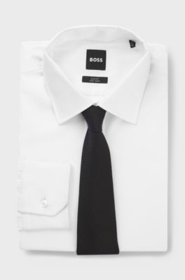 Structured tie in cotton and silk, Black