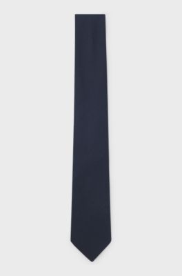 Structured tie in cotton and silk, Dark Blue