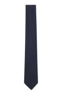 Structured tie in cotton and silk, Dark Blue