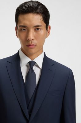 Structured tie in cotton and silk, Dark Blue