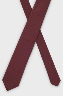 Cravate structur&eacute;e en coton et soie, Rouge