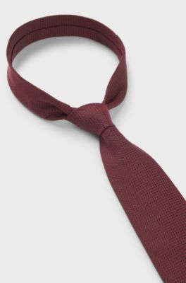 Cravate structur&eacute;e en coton et soie, Rouge