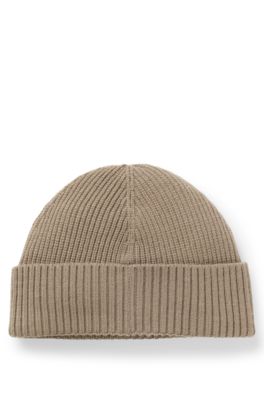 Fisherman-style beanie hat in a wool blend, Light Green