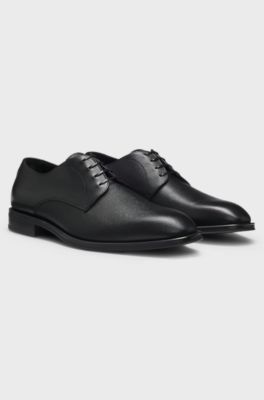 Italian-made Derby shoes in patterned leather, Black
