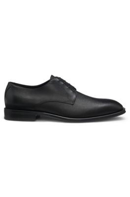 Italian-made Derby shoes in patterned leather, Black