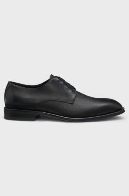 Italian-made Derby shoes in patterned leather, Black