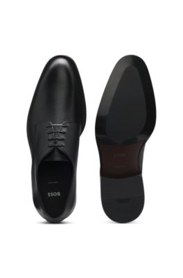 Italian-made Derby shoes in patterned leather, Black