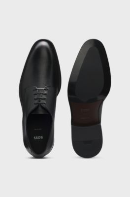 Italian-made Derby shoes in patterned leather, Black