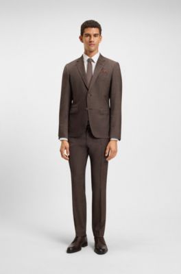 Italian-made Derby shoes in patterned leather, Dark Brown